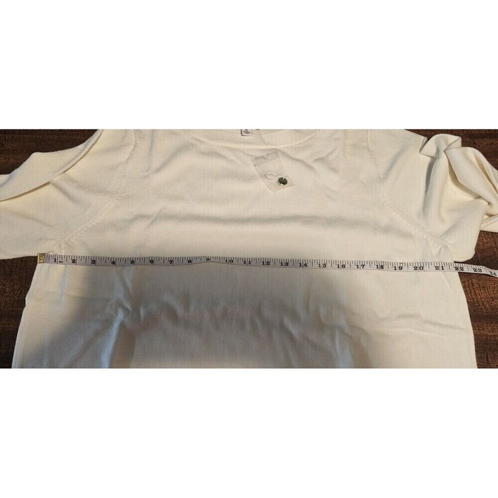 Susan Graver Women's Ivory Long Sleeve Boatneck W/Gold Buttons Size XL NEW - Picture 10 of 11